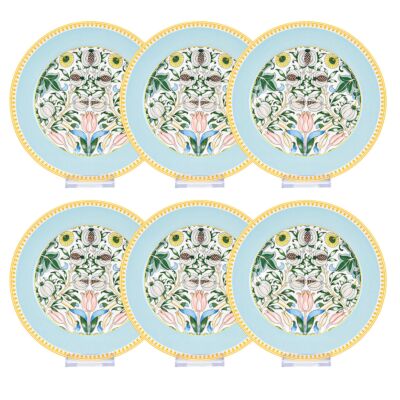 Turquoise Morris Garden Porcelain Dessert Plate Set of 6