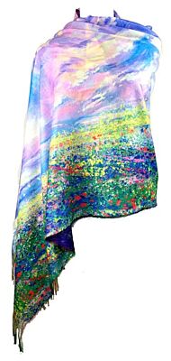 Double Sided Cashmere Scarf Lavender Field