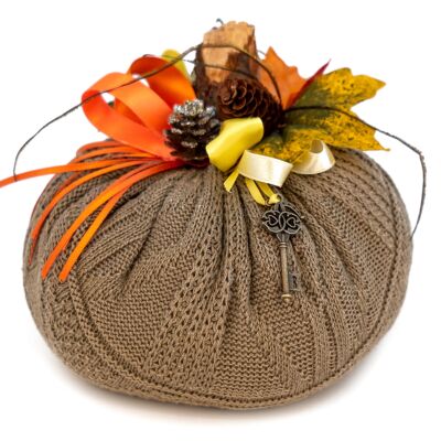 Rustic Handmade Textile Pumpkin with Charms