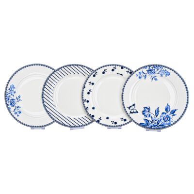 Vintage Indigo Porcelain Dinner Plate Set of 4