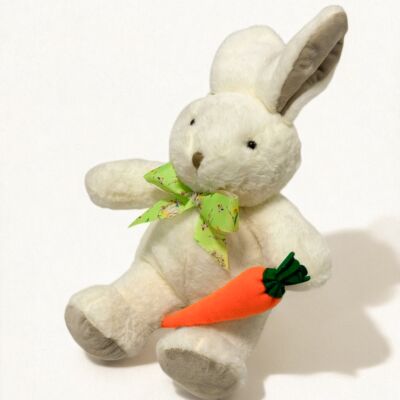White Easter Bunny Plushie with Carrot by Clever Monsters