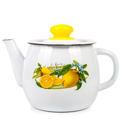Enamel Stock Pot Enamel Pot Lemon Enamel Cooking Pot Enameled Pot (3.2qt  (3L))