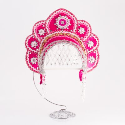 Crimson Traditional Handmade Kokoshnik Headdress 