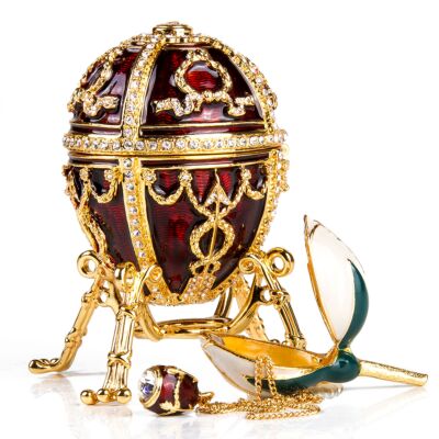 Rosebud Egg Jewelry Box with Pendant
