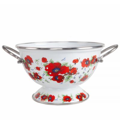 Poppies Enamel Colander / Strainer