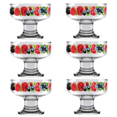 Wild Berry Dessert Glass Bowl Set of 6