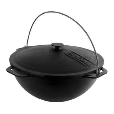 Cast Iron Frying Pan Brazier w/ Wooden Handle with Glass Lid - 11 x 2.4