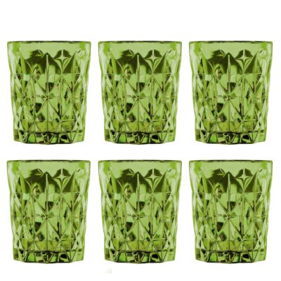 Green Embossed Heavy Bottom Glasses Set of 6
