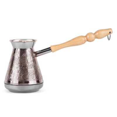 Firebird Raised Copper Cezve with Wooden Handle