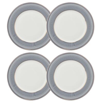 Noble Cobalt Lace Bone China Deep Plate Set of 4