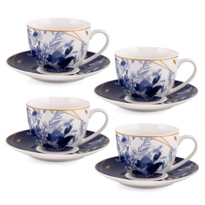 Mizuki Porcelain Teacup and Saucer Set of 4