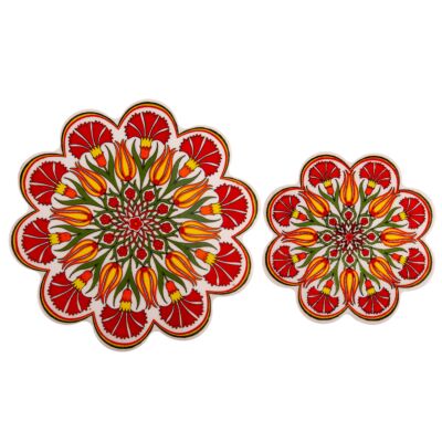 Autumn Tulips Large Ceramic Trivets Set of 2 
