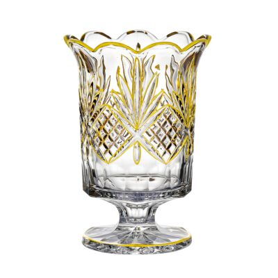 Crystal Rocks High Quality Footed Glass Vase with Gold