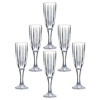 High Quality Glass Faceted Champagne Flutes Set of 6