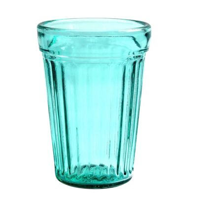 Large Turquoise Drink Glass with Bubbles - Set of 4