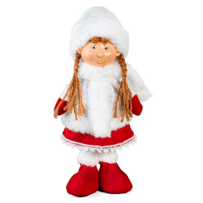 16.9&quot; Girl with White Hat Fabric Christmas Decoration