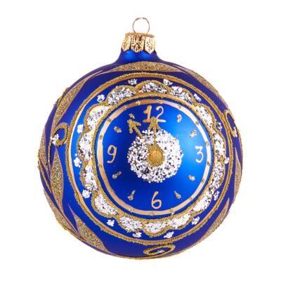 Midnight Blue Clock Glass Christmas Tree Ornament