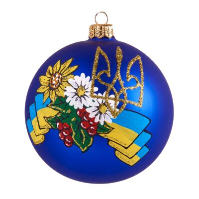 Blue Ukraine Glass Christmas Tree Ornament