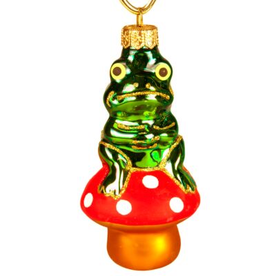 Frog on a Toadstool Christmas Ornament