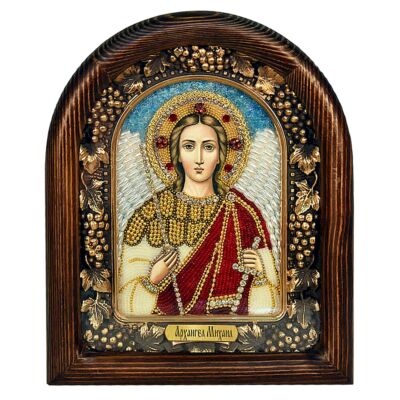 Hand Beaded Icon Archangel Michael Wood Frame