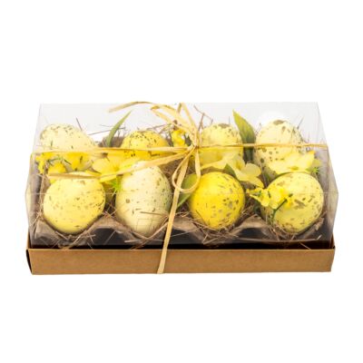 Easter Eggs Set of 8 Yellow, Gold and Ivory