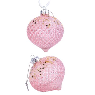 Frosted Rose Dome Glass Christmas Tree Ornaments Set of 2