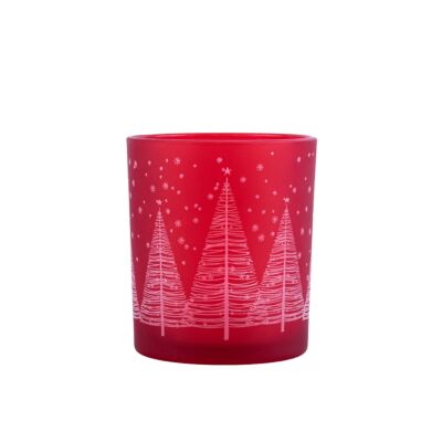 Winter Forest Small Candle Holder (color: red)