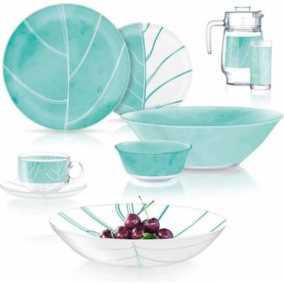 Carina Pop Art Turquoise Glass Dinnerware Set of 44 for 6