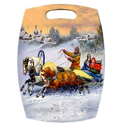 Horses in the Snow Wooden Cutting and Serving Board