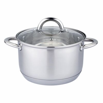 Stainless Steel Stock Pot with Glass Lid and Measuring Scale