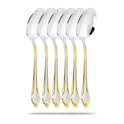 Stainless Steel Tablespoon Luxury Mirror Golden Polished and Brushed Set of 6