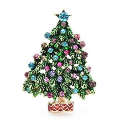Christmas Tree Brooch Pendant Rhinestone