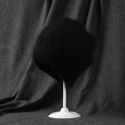 Angora Wool Hat With Sequins Black