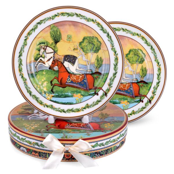 Running Horse New Bone China Dessert Plate Set of 2 in Gift Box