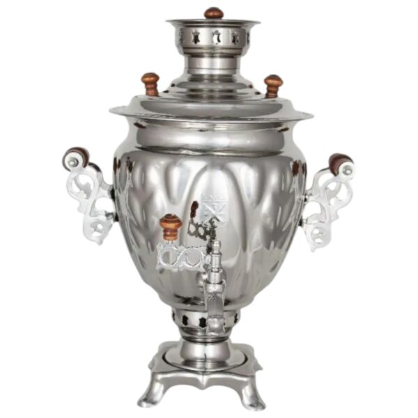 Acorn Nickel-Plated Wood-Burning Samovar in Silver Color