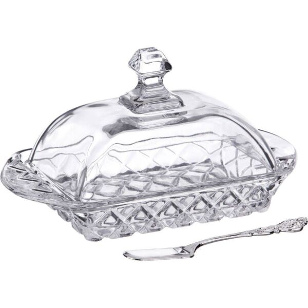 Muza Glass Butter Dish with Knife