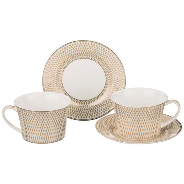 Coffee Cup and Saucer Set of 2 Radial Gold