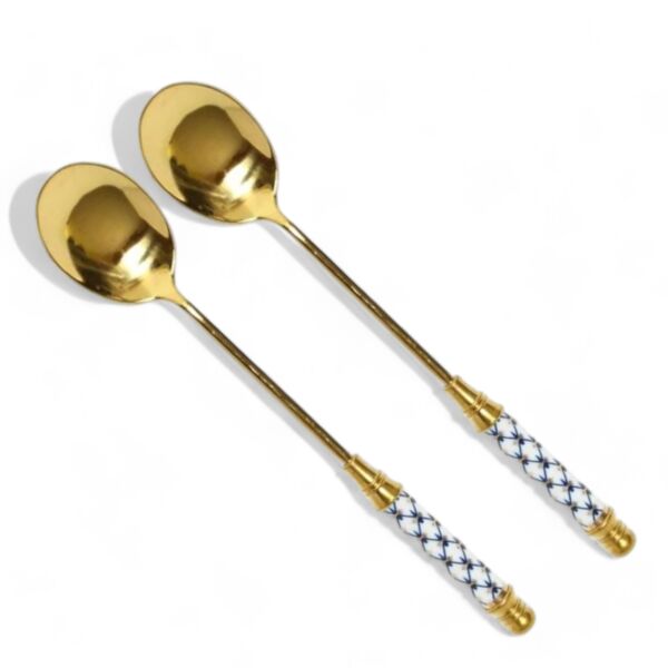 Cobalt Net Dessert Teaspoon in Gift box Set of 2