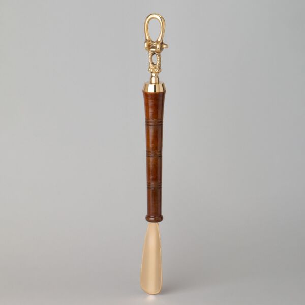 Brass Shoehorn with Wooden Handle