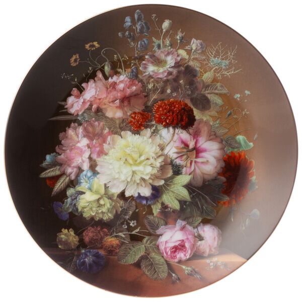 Porcelain Decorative Wall Plate Velvet Bloom Bouquet