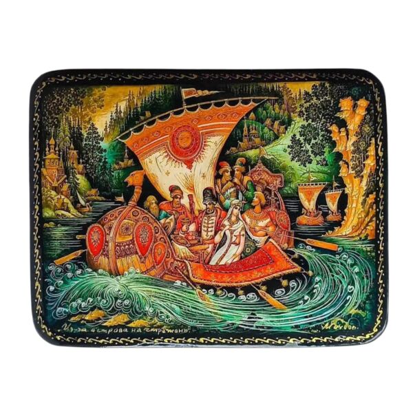 Stepan Razin and the Princess Lacquer Miniature Handmade Jewelry Trinket Box