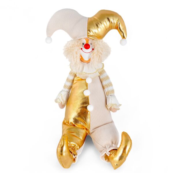 Sitting Gold Jester Fabric Christmas Decoration