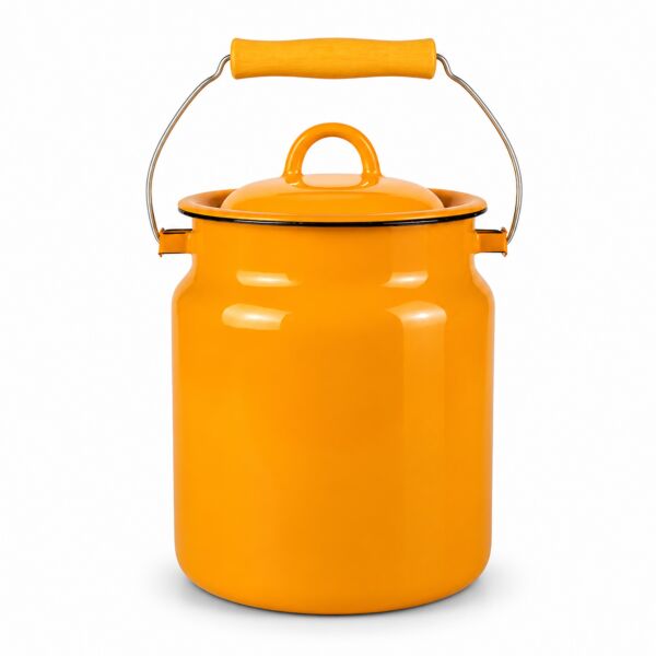 Mustard Vintage Enamel Milk Can with Lid