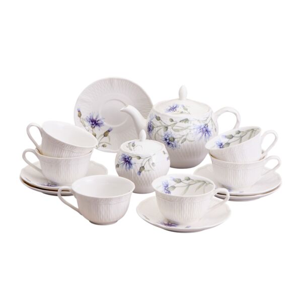 Cornflowers Porcelain Tea Set for 6 pers