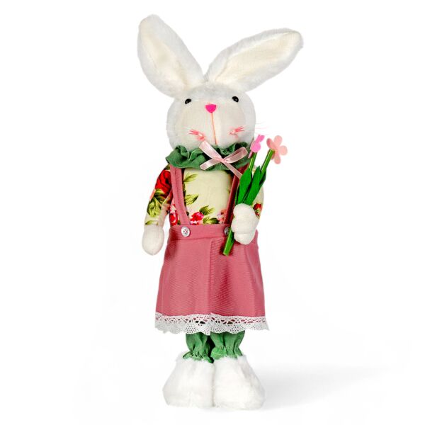 Girl Rabbit with Flower Fabric Easter Decoration