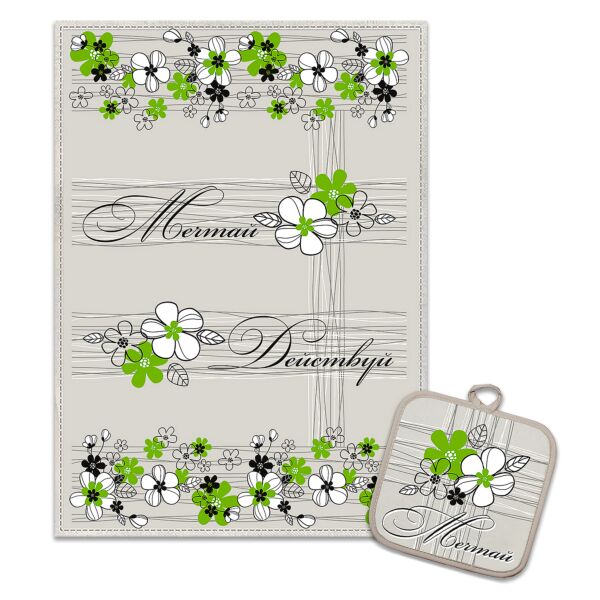 Dream Linen Cotton Kitchen Towel and Potholder Set