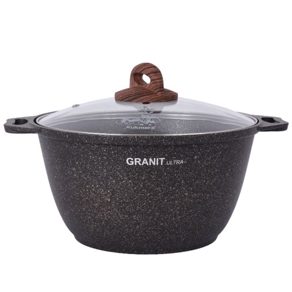 Aluminum Pot with Glass Lid &quot;Granit ultra&quot;