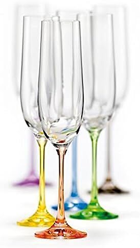 Viola Rainbow Champagne Flutes, Set of 6