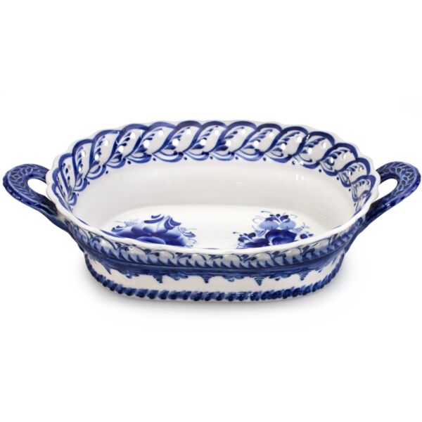 Gala Basket. Blue&amp;White Porcelain. Gzhel