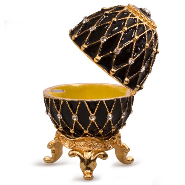 Black Jeweled Netting Imperial Egg Jewelry Box